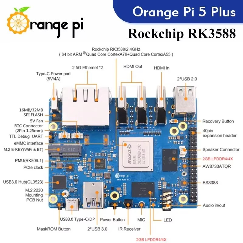2026 Pi 5 Plus 4 8 16 32GB RAM - Orange Pi 5 Plus 32Gb avaliação e preço